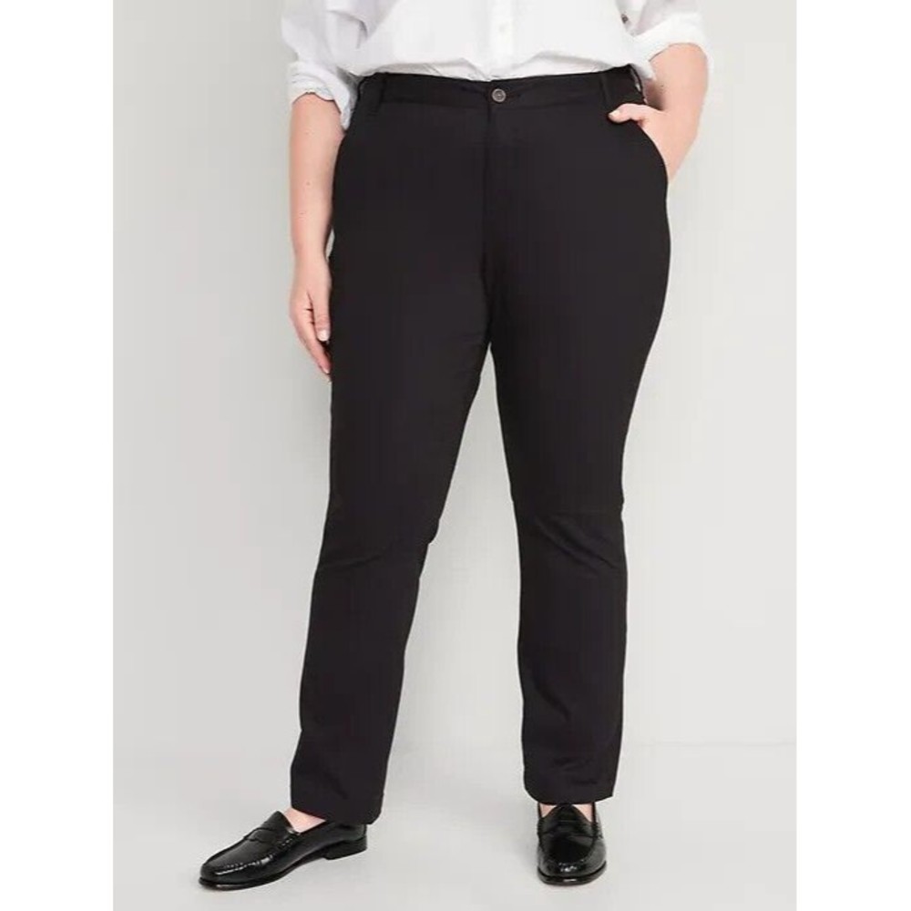 Old Navy WOW Bootcut Chino Stretch Pants Womens 16 Tall Black Flare Cotton NEW
